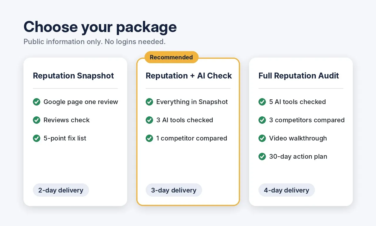 Sample: audit 3 packages